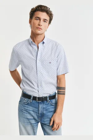 GANT Miehet Regular fit ‑mitoitettu lyhythihainen pikkukuviollinen paita (M)