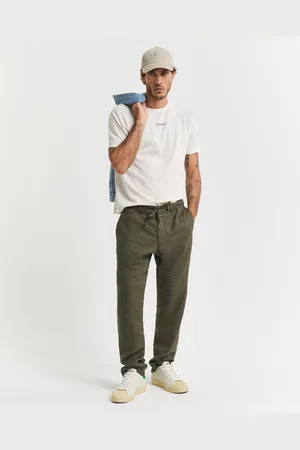 GANT Miehet Relaxed fit ‑mitoitetut kiristysnyörilliset pellavahousut (XS)