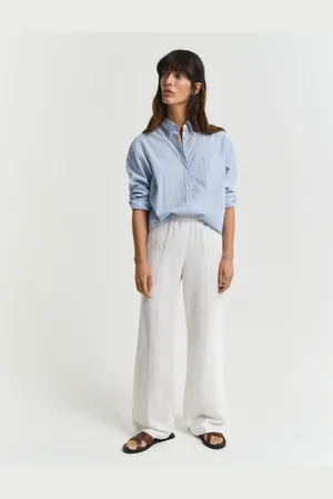 GANT Naiset Relaxed fit ‑mitoitetut Pull-On-pellavasekoitehousut (34)