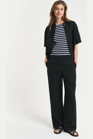 GANT Naiset Relaxed fit ‑mitoitetut Pull-On-pellavasekoitehousut (34)