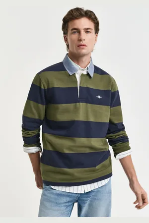 GANT Miehet Raidallinen Heavy Rugger ‑paita chambray-kauluksella (S)