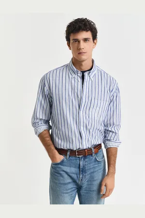 GANT Miehet Relaxed fit ‑mitoitettu kohopintainen raitapaita (S)