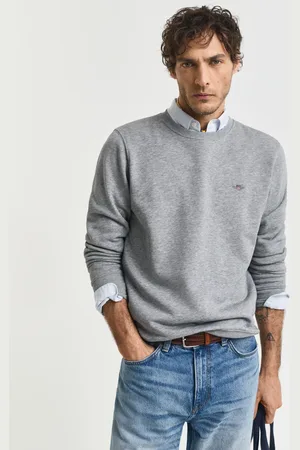 GANT Miehet Shield-collegepaita, jossa pyöreä pääntie (S)