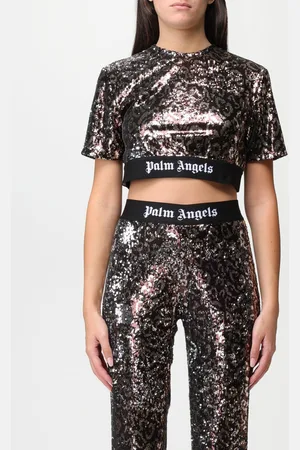 Palm Angels Cropped sequin t-shirt