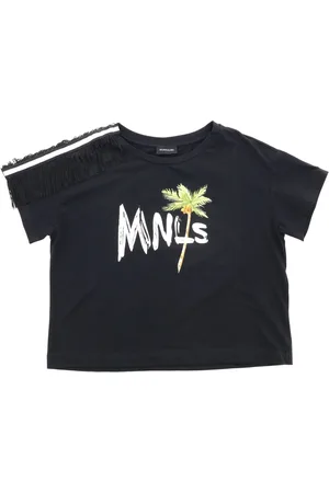 MONNALISA Cropped t-shirt with short sleeves and mnls print