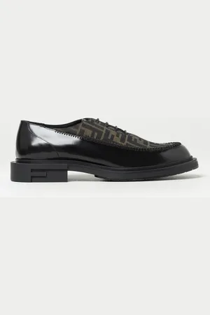 Fendi Jacquard fabric and leather derby shoes