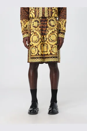 VERSACE Silk shorts with Baroccodile print