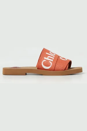 Chloé Woody canvas slides with embroidered logo