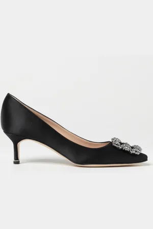 Manolo Blahnik Hangisi pumps in satin with jewel buckle