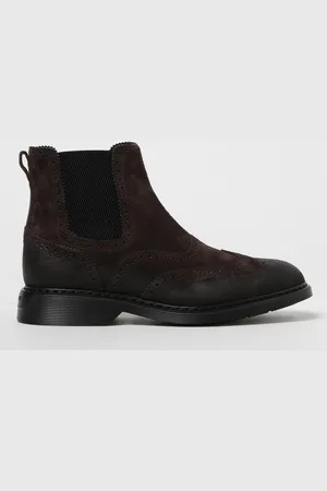 Hogan H576 ankle boots in suede with swallowtail brogue pattern