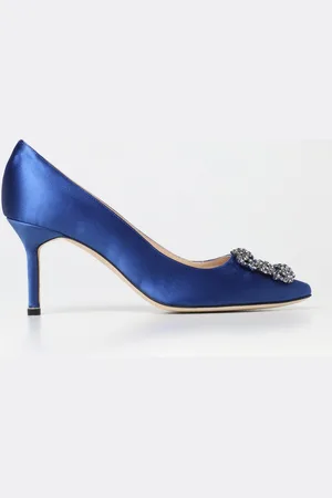 Manolo Blahnik Hangisi satin pumps with jewel buckle