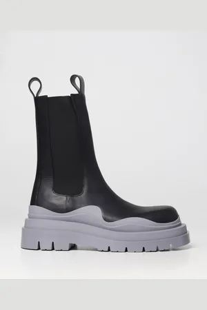 Bottega Veneta Tire leather and fabric ankle boots
