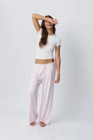 Gina Tricot Drawstring wide trousers - Leveät housut - Pinkki - XL - Naiset