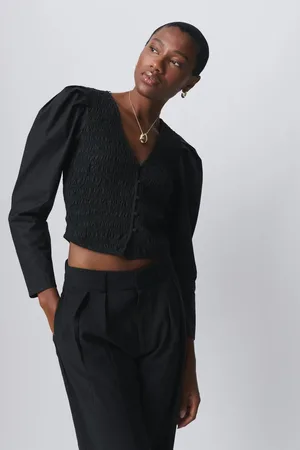 Gina Tricot Puff sleeve blouse - puhvihihaiset paidat - Musta - XS - Naiset