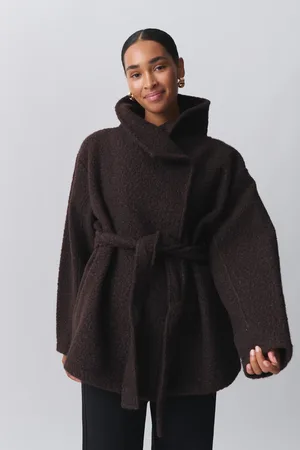 Gina Tricot Soft belted jacket - lyhyet takit - Ruskea - XL - Naiset