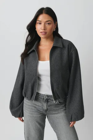 Gina Tricot Short felt jacket - lyhyet takit - Harmaa - XL - Naiset