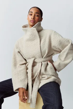 Gina Tricot Soft belted jacket - lyhyet takit - beige - XL - Naiset