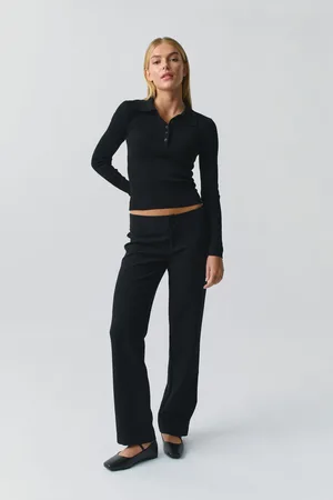 Gina Tricot Low straight trousers - suorat puvunhousut - Musta - XL - Naiset
