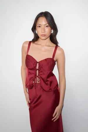 Gina Tricot Satin singlet - Topit - Punainen - 38 - Naiset