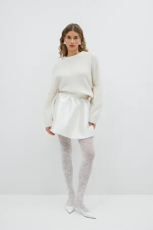 Gina Tricot Balloon skirt - satiinihameet - Valkoinen - S - Naiset