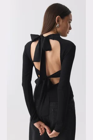 Gina Tricot Open back top - pitkähihaiset paidat - Musta - XS - Naiset