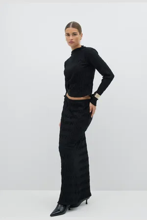 Gina Tricot Pleated maxi skirt - pitkät hameet - Musta - XS - Naiset