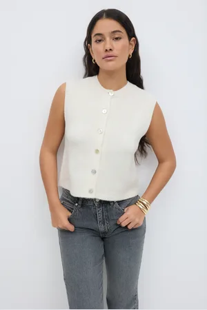 Gina Tricot Loose knitted vest - liivit - Valkoinen - S - Naiset