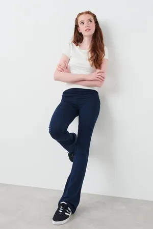Gina Tricot Y low waist yoga leggings - alaosat - Sininen - 158/164 - Tyttö