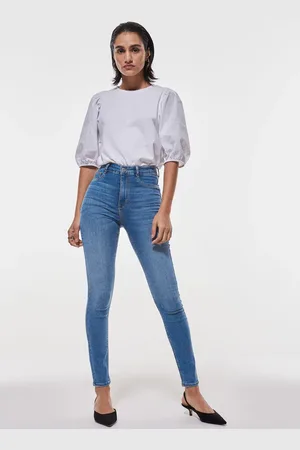 Gina Tricot High waist jeans - Highwaist farkut - Sininen - XS - Naiset
