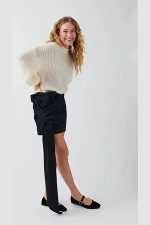 Gina Tricot Bow denim skirt - farkkuhameet - Musta - M - Naiset