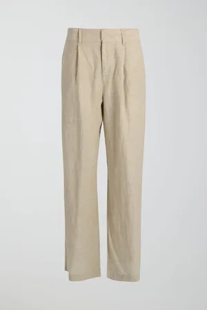 Gina Tricot Petite linen trousers - Pellavahousut - Valkoinen - XXL - Naiset