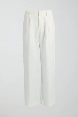 Gina Tricot Tall linen trousers - Pellavahousut - Valkoinen - XXL - Naiset