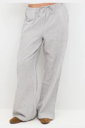 Gina Tricot Tall linen blend trousers - Pellavahousut - Harmaa - XL - Naiset