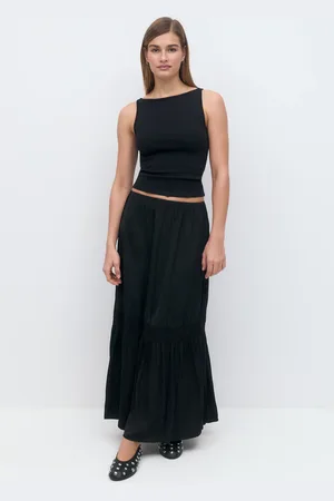Gina Tricot Maxi skirt - pitkät hameet - Musta - XL - Naiset