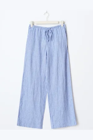 Gina Tricot Tall linen blend trousers - Pellavahousut - Sininen - XL - Naiset