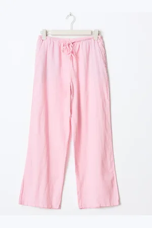 Gina Tricot Tall linen blend trousers - Pellavahousut - Pinkki - XL - Naiset