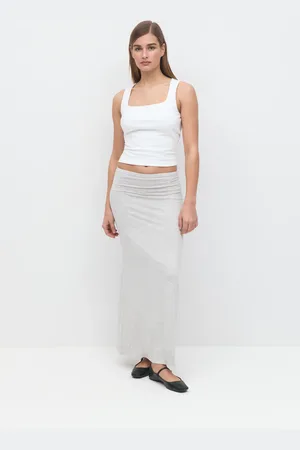 Gina Tricot Soft touch maxi skirt - pitkät hameet - Harmaa - XL - Naiset