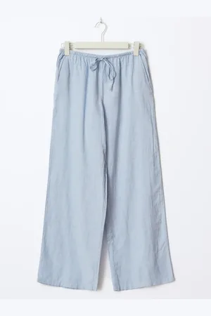 Gina Tricot Tall linen blend trousers - Pellavahousut - Sininen - XL - Naiset