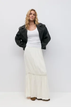 Gina Tricot Maxi skirt - pitkät hameet - Valkoinen - XL - Naiset