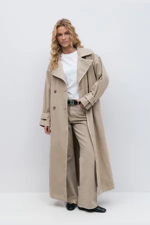 Gina Tricot Long denim trench - trenssitakit - beige - L/XL - Naiset