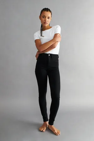 Gina Tricot High waist jeans - Molly highwaist - Musta - XS - Naiset