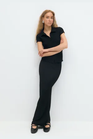 Gina Tricot Maxi skirt - pitkät hameet - Musta - L - Naiset