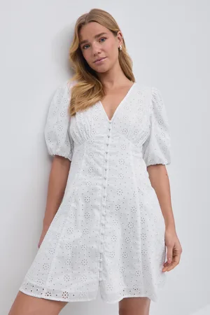 Gina Tricot Broderie anglais dress - minimekot - Valkoinen - 42 - Naiset