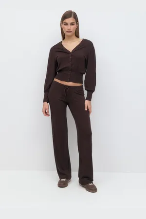 Gina Tricot Low waist trousers - matalavyötäröiset housut - Ruskea - XL - Naiset