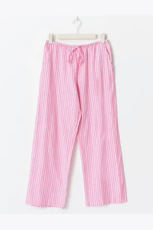 Gina Tricot Petite linen blend trousers - Pellavahousut - Pinkki - XL - Naiset