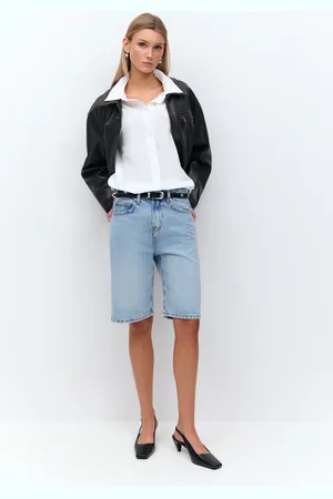 Gina Tricot Baggy denim shorts - Farkkushortsit - Sininen - 44 - Naiset