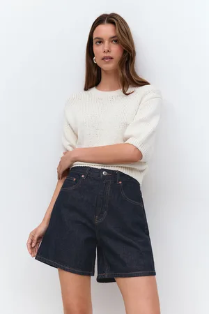 Gina Tricot High waist denim shorts - Farkkushortsit - Sininen - 44 - Naiset