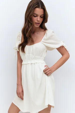 Gina Tricot Puff sleeve dress - minimekot - Valkoinen - XL - Naiset