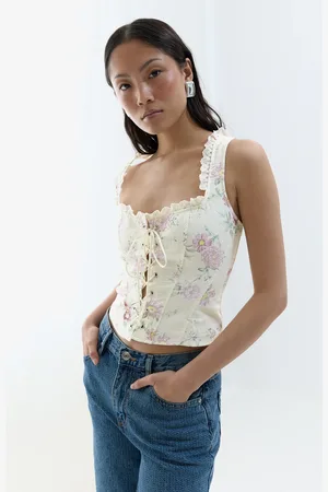 Gina Tricot Corset top - korsettitopit - Valkoinen - 38 - Naiset