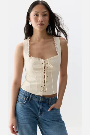 Gina Tricot Corset top - korsettitopit - Valkoinen - 40 - Naiset